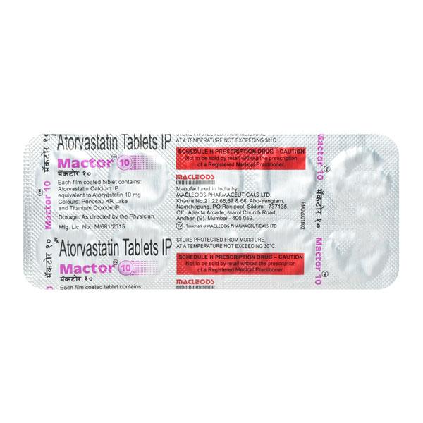Mactor 10mg Tablet 10'S - High Cholesterol-Dys