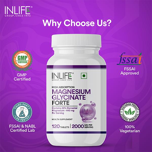 INLIFE Magnesium Glycinate Forte 2000 mg Tablet 120's - Calcium And Minerals