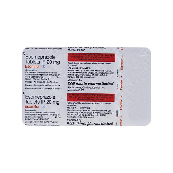 ESOMIFOR 20mg Tablet 15's - Ulcer/Reflux/Flatulence-Aaa