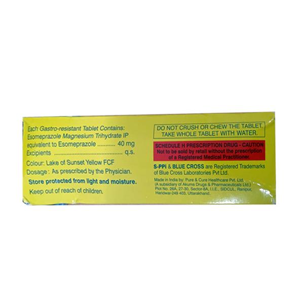 S PPI 40 Tablet 15's - Ulcer/Reflux/Flatulence-Aaa