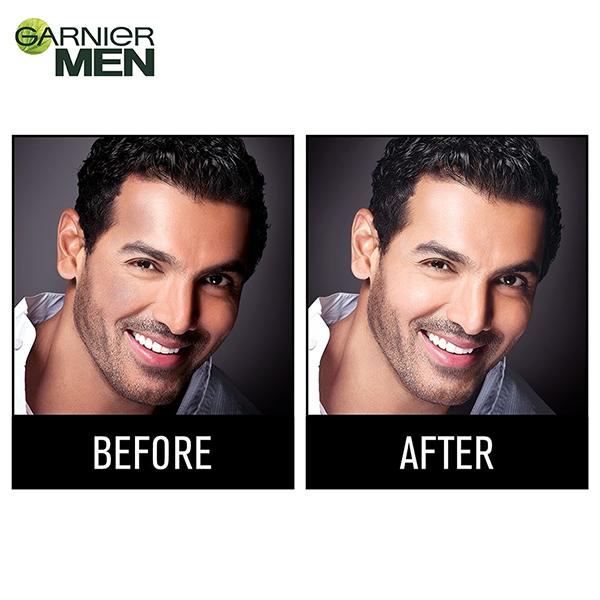 Garnier Men Turbo Bright 2 In 1 Anti Pollution Double Action Black Charcoal Vitamin C Face Wash 150gm - Face Washes