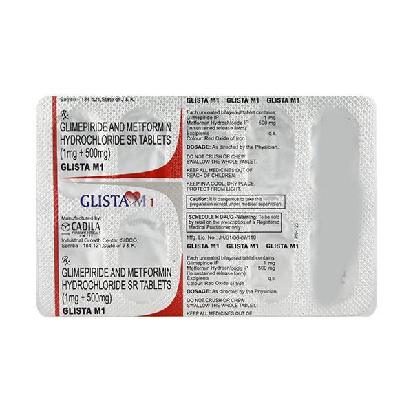 Glista M 1mg/500mg Tablet 10'S - Diabetes-Ant