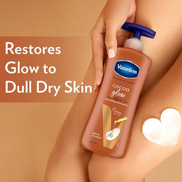 Vaseline Intensive Care Cocoa Glow with pure Cocoa & Shea Butter Restores Glow To Dull & Dry Skin Body Lotion 400ml - Lotions & Creams