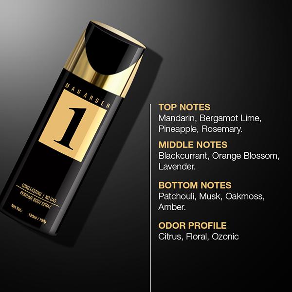 Man Arden 1 Deodorant, No Gas Deo for Men, Long Lasting Ultra Luxury Perfume Body Spray 120 ml - Men Deodorants/Roll-Ons