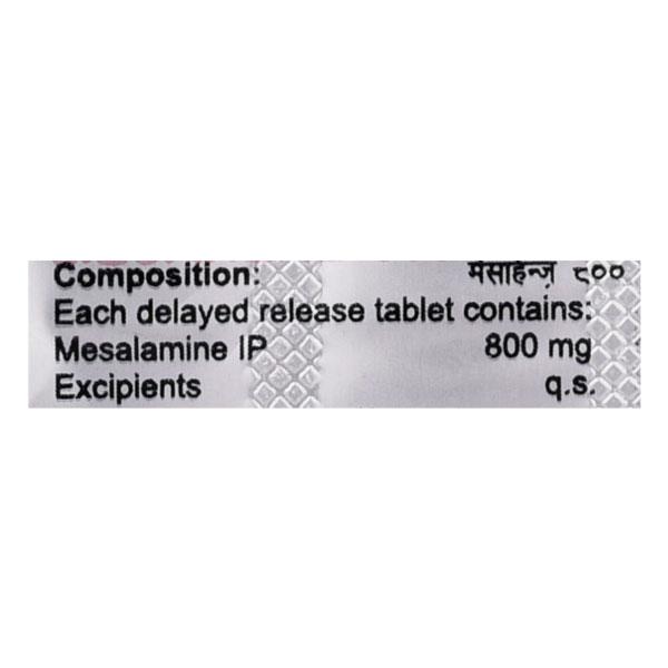 Mesahenz 800mg Tablet 10'S - Ulcerative Colitis/Bowel Inflammatory Disease-GIT