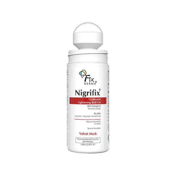 Netmeds | Fixderma Nigrifix Underarm Velvet Musk Roll on Brightens Skin & Exfoliates Underarm 60 ml