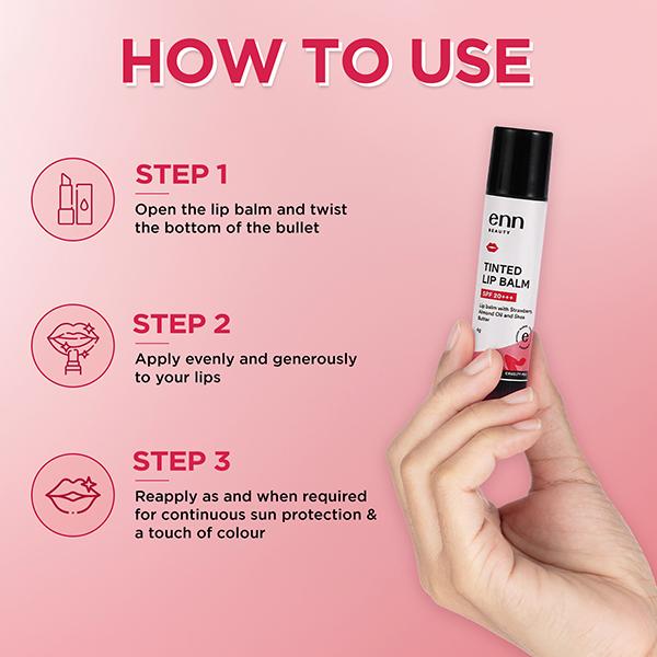 ENN Strawberry Tinted Lip Balm With Spf 20+++ 4 gm - Lip Balms
