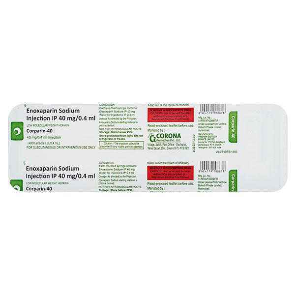CORPARIN 40mg Injection(Pfs) 0.4ml - Blood Clot-Ant