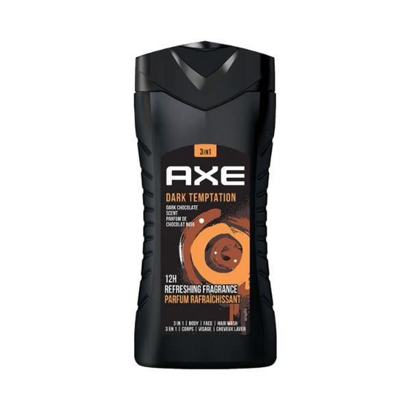 Axe Dark Temptation Dark Chocolate Scent Parfuk De Chocolate Noir 3 In 1 Body Face and Hair Wash 250ml - Shower Gels & Body Wash