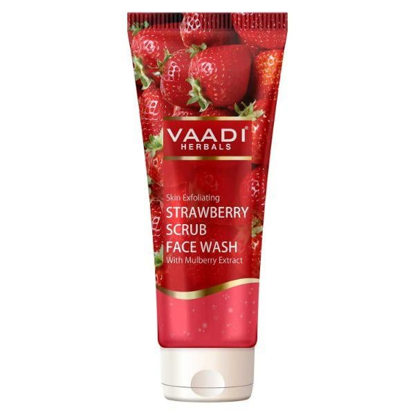 Vaadi Herbals Strawberry Scrub Face Wash With Mulberry Extract 60 ml - Face Wash & Cleansers