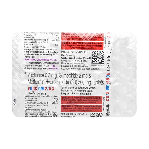 Vogs GM 2/0.3mg Tablet 10'S - Diabetes-Ant