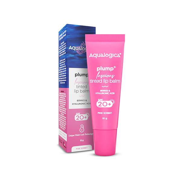 Netmeds | Aqualogica Pink Sorbet Plump + Luscious Tinted Lip Balm With Berries And Hyaluronic Acid 10 gm