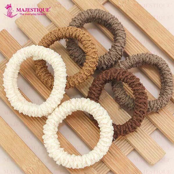 Majestique Multi Designs Cotton Stretchable Hair Rubber Band Ponytail Holder Hair Scrunchies - Multicolor 11's - Hair Clips/Bands