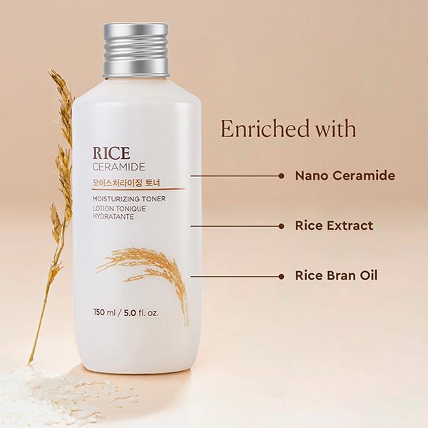 The Face Shop Rice & Ceramide Moisturizing Toner - Korean Beauty Skincare for Brightness 150 ml - Toners