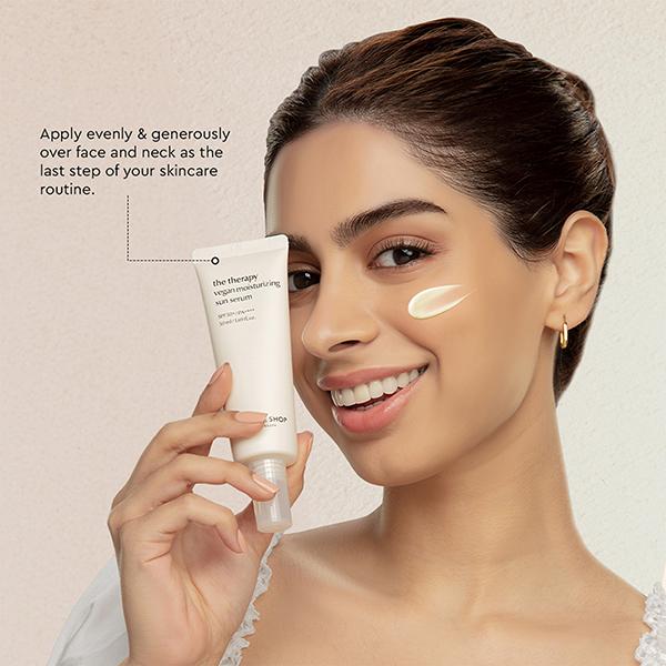 The Face Shop The Therapy Vegan Moisturizing Sun Serum SPF 50+/PA++++ 50ml - Face Sunscreen