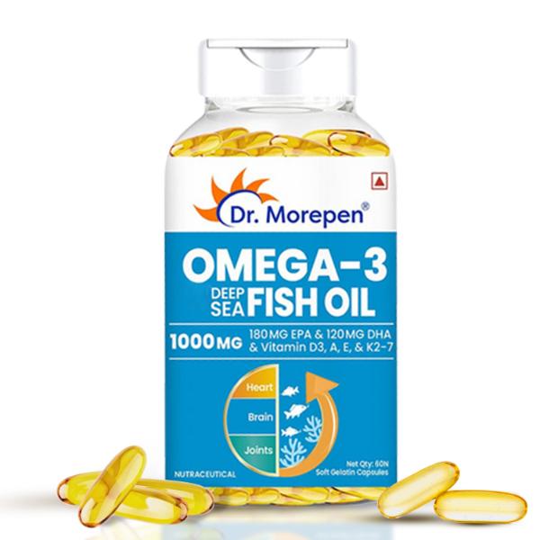 Netmeds | Dr. Morepen Omega 3 Deep Sea Fish Oil 1000mg with 300 mg Softgels 60's