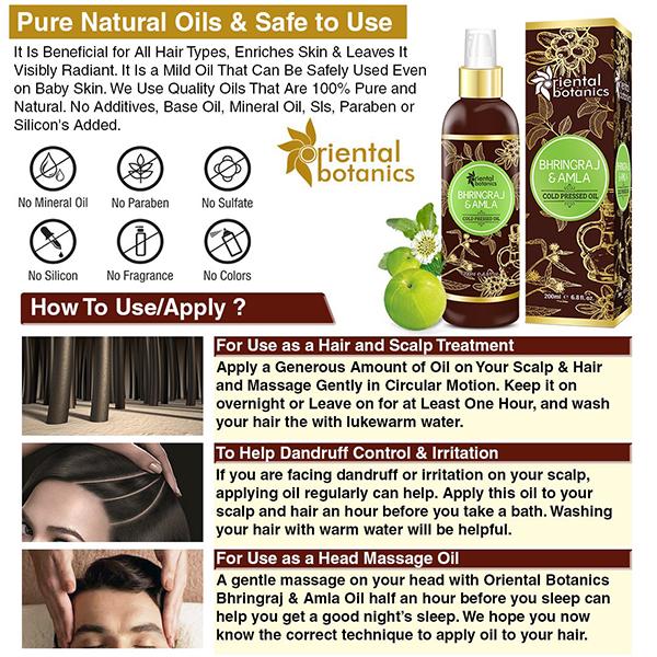 Oriental Botanics Bhringraj & Amla Cold pressed Oil 200 ml - Massage Oils