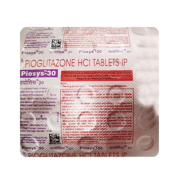 Piosys 30mg Tablet 30'S - Diabetes-Ant