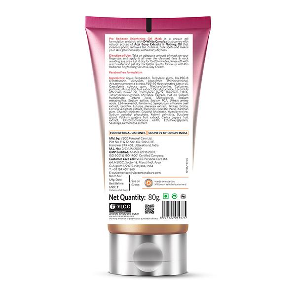 Vlcc Pro Radiance Brightening Acai Berry Extract & Nutmeg Oil Gel Mask 80 gm - Masks & Peels