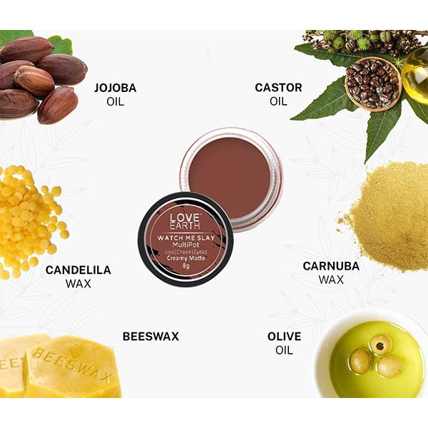 Love Earth Lip Tint & Cheek Tint Multipot-Watch Me Slay - Caramel Brown 8 gm - Lip Stains & Tints