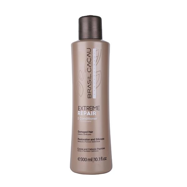 Cadiveu Professional Brasil Cacau Extreme Repair 2 Conditioner Condicionador Damage Hair Repairs and Silkiness Cocoa and Cationic Peptides 300ml