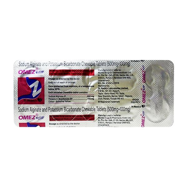 OMEZ REFLUX MINT FLAVOUR 500+100mg Chewable Tablet 10's - Ulcer/Reflux/Flatulence-Aaa