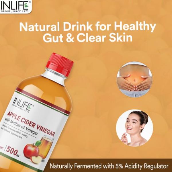 INLIFE Apple Cider Vinegar with Mother Vinegar 500 ml - Apple Cider Vinegar - Acv