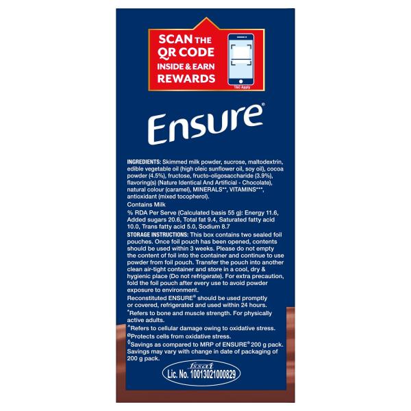 Ensure Nutritional Powder - Chocolate Flavour 950 g (Refill Pack) - Daily Health Drinks