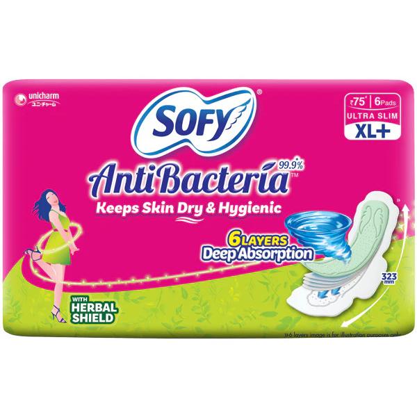 Netmeds | Sofy Antibacteria Ultra Slim Pads (XL+) 6's