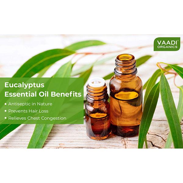 Vaadi Herbals Eucalyptus Essential Oil - Prevents Hairfall, Acne, Soothing & Cool Fragrance - 100% Pure Therapeutic Grade 10 ml - Essential Oils