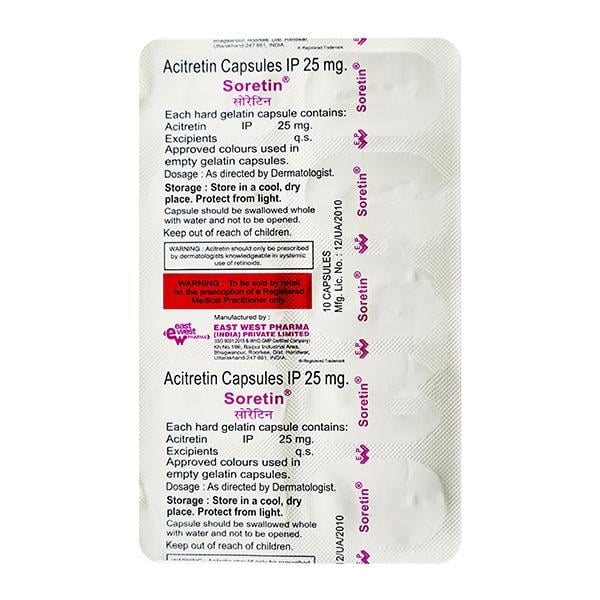 Soretin 25mg Capsule 10'S - Psoriasis/Seborrhea/Ichthyosis-Pso