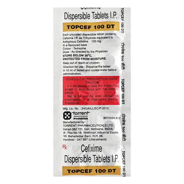 Topcef DT 100mg Tablet 10'S - Bacterial Infections-Cep
