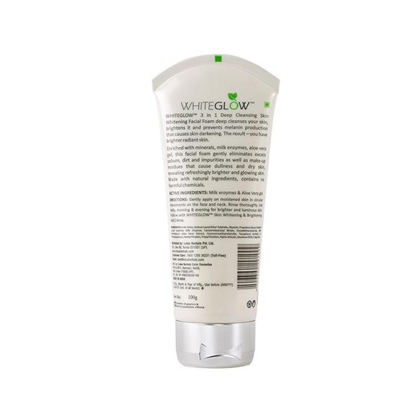 Lotus Herbals Whiteglow 3-in-1 Deep Cleansing Skin Whitening Facial Foam 100 gm - Face Wash & Cleansers