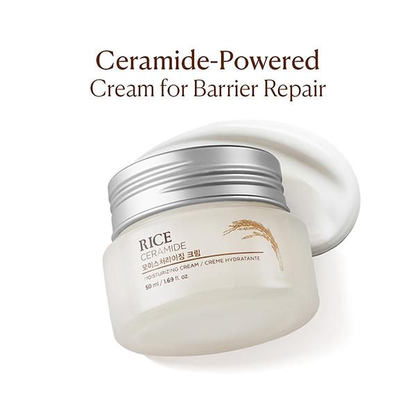 The Face Shop Rice & Ceramide Moisturizing Cream - Korean Day Cream for Barrier Repair & Glow 50 ml - Face Moisturizers