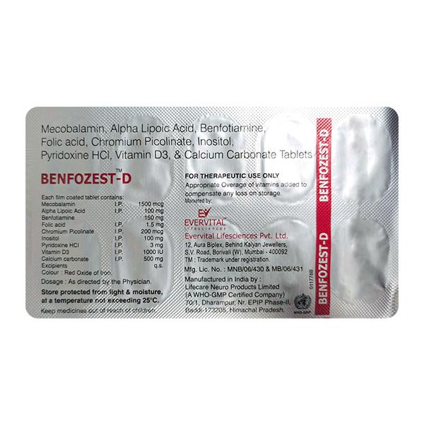 BENFOZEST D Tablet 10's - Supplements-Vam