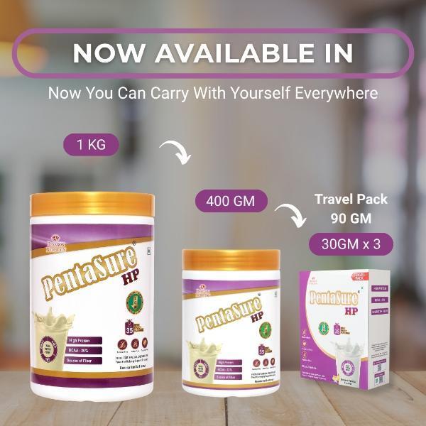 PentaSure HP High Protein Powder - Banana Vanilla Flavour (Travel Pack Sachet of 3 x 30 gm) - Protein Drink