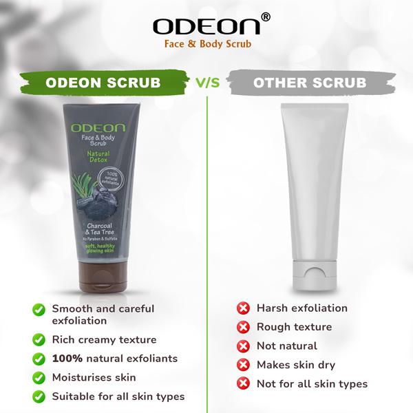 Odeon Charcoal & Tea Tree Face And Body Scrub 100 ml - Scrubs & Exfoliants