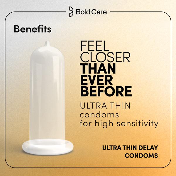 Bold Care Ultra Thin Delay condoms, (Pack of 10) 1's - Plain/Flavoured Condoms