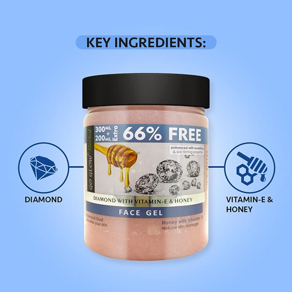 Berina Go Glow By Berina Diamond with Vitamin E & Honey Face Gel 500 ml - Face Gels