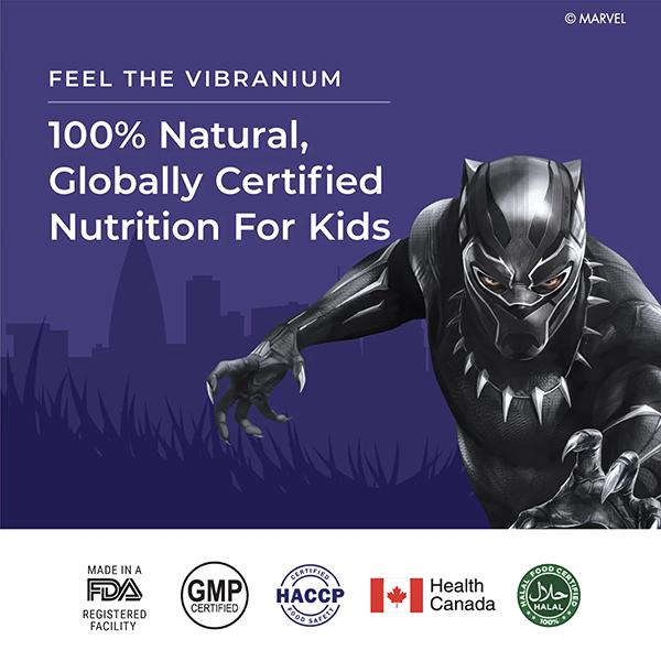 Wellbeing Nutrition Marvel Black Panther Melts Kids Advanced Immunity with Clinically Proven Vitamin C Zinc and D3 - 30 Strips - Multi-Vitamins