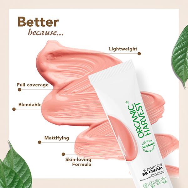 Organic Harvest Weightless BB Cream - Warm Tan 30 gm - Bb & Cc Creams