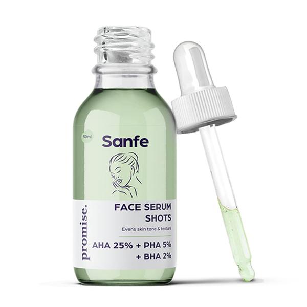 Netmeds | Sanfe Promise Face Serum Shots AHA 25 Percent + PHA 5 Percent + BHA 2 Percent 30 ml