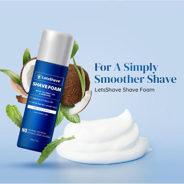 LetsShave Shave Foam - Coconut Oil & Menthol (Pack of 2 x 200 gm) - Shaving Foams