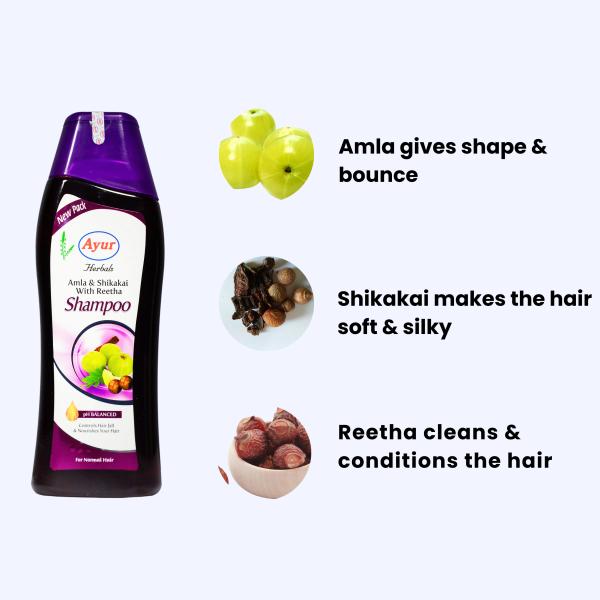 Ayur Herbals Amla Shikakai Reetha Shampoo 500 ml - Personal Care (Ayush)