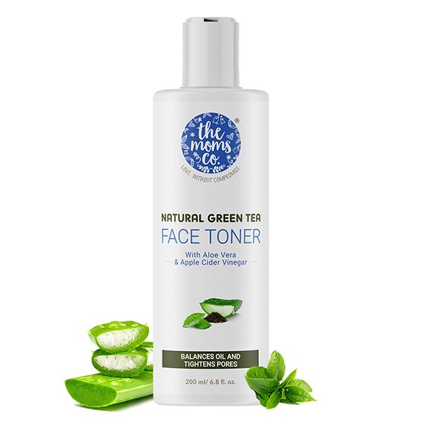Netmeds | The Mom's Co. Natural Green Tea Face Toner with Aloe Vera & Apple Cider 200ml