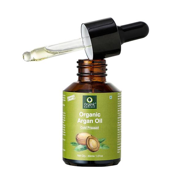 Organic Harvest Cold Pressed Pure Argan Oil of Morocco, For Healthy Hair & Skin Luminosity-Unbleached & Unrefined-Sulphate & Paraben free 30 ml - Hair Oils