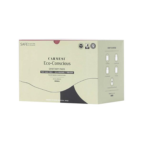 Netmeds | Carmesi Eco-Conscious Sanitary Pads (XXl) Rash-Free Eco-Friendly Periods - with Disposal Bags 30's