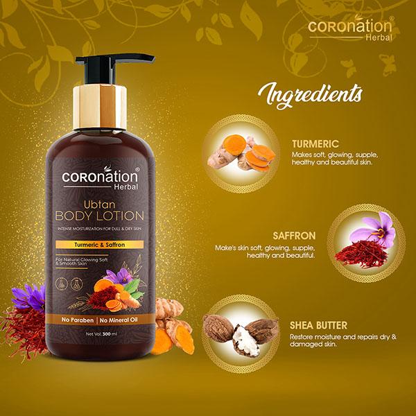 COROnation Herbal Ubtan Body Lotion with Turmeric & Saffaron 300 ml - Lotions & Creams