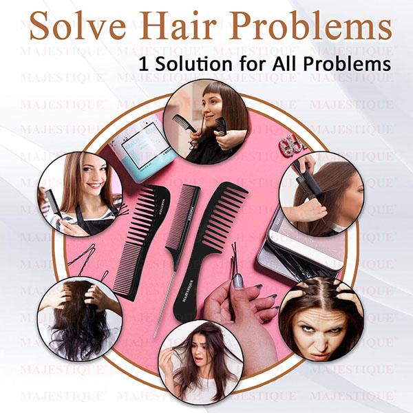 Majestique Professional Wide Comb, Tail Comb, Dresser Hair Comb for All Hair Types and Styles 1's - Hair Combs