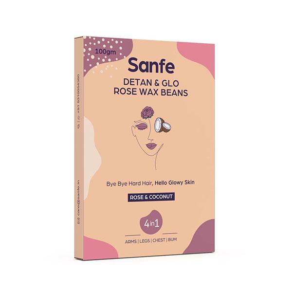 Netmeds | Sanfe Detan & Glo Rose Wax Beans - Rose & Coconut 100 gm